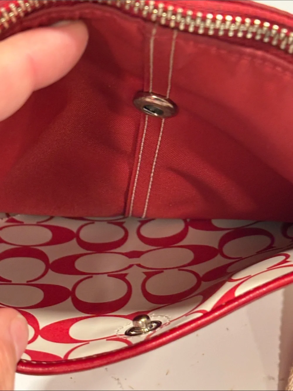 Coach Red Nylon Crossbody Bag with Striped Adjustable Strap